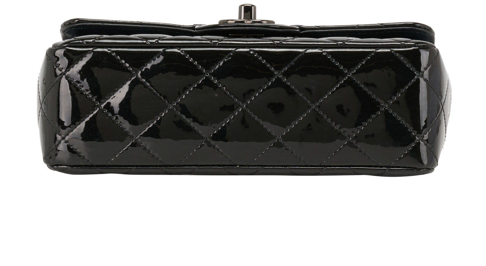 Mini Rectangular Classic Single Flap, &pound;3,600, Handbags, Black, Patent Leather, Top view